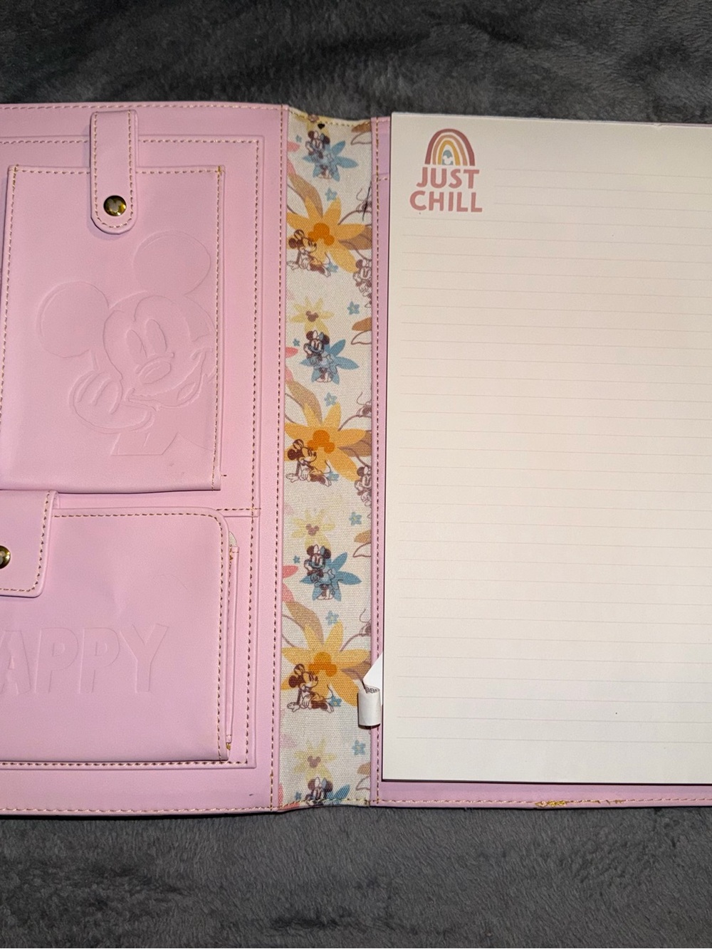 RARE Walt Disney Mickey Mouse Pink Padfolio Set - Picture 5 of 13